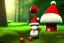 Placeholder: mushroom, wearing a Santa hat, forest, red, white, green grass, tall, trees in background, 8k resolution, detailed