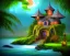 Placeholder: mystical house on a hot tropical island, fantasy art, surreal art,