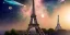 Placeholder: Eiffel tower made from diamonds . nebula in sky . flying cars passing by.