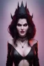 Placeholder: Amy Dumas as evil queen in black leather, leather, busty, cleavage, angry, rage, stern look. character design by cory loftis, fenghua zhong, ryohei hase, ismail inceoglu and ruan jia. unreal engine 5, artistic lighting, highly detailed, photorealistic, fantasy