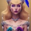 Placeholder: a princess with a lot of jewellery, long blonde hair, purple lipstick, blue eyes,with feather dramatic, dramatic lighting, pixar style, volumetric lighting, hyperrealism, 8k, high quality, photorealistic, lot of details