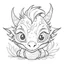 Placeholder: outline art for square baby dragon bust coloring page for kids, classic manga style, anime style, realistic modern cartoon style, white background, sketch style, only use outline, clean line art, no shadows, clear and well outlined