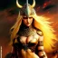 Placeholder: portrait 'beautiful Sexy busty Blonde Sif',long hair,horned helmet, celtic tattoed,painting by gaston bussiere, greg rutkowski, yoji shinkawa, yoshitaka amano, tsutomu nihei, donato giancola, tim hildebrandt, oil on canvas, cinematic composition, extreme detail,fit full head inside picture,32k