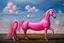 Placeholder: strange Big pink plastic horse.19th painting