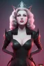 Placeholder: Lana Turner as evil queen in black leather, leather, busty, cleavage, angry, stern look. character design by cory loftis, fenghua zhong, ryohei hase, ismail inceoglu and ruan jia. unreal engine 5, artistic lighting, highly detailed, photorealistic, fantasy