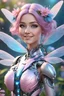 Placeholder: a very cute and wonderfull fairy young woman robot, very detailed dragonfly's wings, full body, nice eyes, pure harmony, soft pink, soft blue, smile, galactic, magic, transcendent, divine, warm look, fantastic magical flowers background, ultra sharp focus, ultra high definition, 8k, unreal engine5background, colored lake, ultra sharp focus, ultra highextremely detailed CG unity 8k