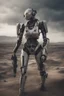 Placeholder: A hyper-realistic, A robotic woman with a hybrid of human and machine components, posed in a post-apocalyptic wasteland.., Photo Real, 64k