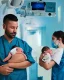 Placeholder: image of two doctors in a hospital surgical theatre holding a newborn baby