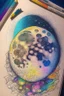 Placeholder: Large moon, doodle, drawing, color, detailed