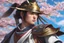 Placeholder: Angle Raw, samurai warrior ((masterpiece)), (beauty:1.3), iconic asp headpiece, masterful sword, UHD, 64K, hyperrealistic, vivid colors, , 8K resolution, japan cherry blossom background with blue sky, HDR depth, ultra detail, commanding regal aura, oil painting