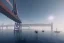 Placeholder: oakland boat port in california, urban , slums , view of port from the sea, bridge in background , fog , realistic, unity, scriptable render pipeline , cinematic lighting.