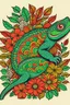 Placeholder: a chameleon rounded by flowers and leaves, quimbaya culture style