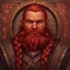 Placeholder: a medieval mosaic, Dnd, fantasy, portrait, only face, dwarf, blacksmith, kind, hearthy, red hair, braided beard