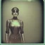 Placeholder: steampunk, vintage analog polaroid of a woman robot, sexy female body, fog, lomography, heavy film grain, sunset, color bleed, depth of field, bokeh, retro,
