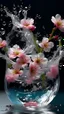 Placeholder: Purity transparency water splashing twisted with many little blooming flowers inside