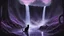 Placeholder: dark place, cozy place, old gods, small black cat in the distance, Lovecraft, abyss, liquid creature,few creatures, the foot of the waterfall, spacious place, violet