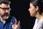 Placeholder: A picture of two people exchanging criticism in a constructive and respectful manner, with a bewilderment behind them 4k