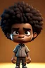Placeholder: 3d illustration A sad Melanated chibi boy look alike Mike Jackson with a shaggy Afro holding a mask of Mike Jackson, Fantasy