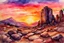 Placeholder: Sunset, rocks, mountains, rocky land, epic, watercolor paintings