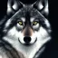 Placeholder: black wolf, black, masterpiece, expert, 8K, hyperrealism, sharp focus, cinematic lighting, blue