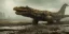 Placeholder: 2 giant old dragon golden, abandoned airplane on tracks overgrown by nature with large puddles of water flooding part of tracks, rain, fog, 8k resolution, high-quality, fine-detail, intricate, digital art, detailed matte, volumetric lighting, illustration, 3D octane render, brian froud, howard lyon, selina french, anna dittmann, annie stokes, lisa parker, greg rutowski