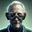 Placeholder: cyberpunk head portrait, old guy, happy face