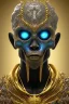 Placeholder: black male African alien, cracks in the voodoo head, wicked, diamond eyes, crown, blood, 8k, finely detailed, photo realistic, Boris Vallejo style turquoise skull head gold dragon space alien rain skeleton gold tooth silver helmet silver space suit spaceships