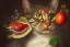 Placeholder: A cat head with fruit fish like Arcimboldo