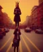 Placeholder: Statue of Queen of photography. Cute blonde woman. Photographer in golden crown. Standing on the street. Big camera in her hand. hyperdetailed, photorealistic, trending on artstation, greg rutkowski, beksinski, kodachrome, lomography, golden hour