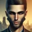 Placeholder: Male, Human, dark long hair, Black Eyes, Young, Photorealism, Full Body Shot, City Background, sharp focus, dark, black, steampunk