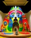 Placeholder: A rainbow kingdom with elements, tactics, and biology designed in African masks painted by Pablo Picasso