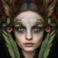 Placeholder: Portrait of beautiful girl, plant, metal, feathers, Dryad, fae, sidhe, ominous, nature, plants, wildflower, facepaint, dnd character portrait, intricate, oil on canvas, masterpiece, expert, insanely detailed, 4k resolution, retroanime style, cute big circular reflective eyes, cinematic smooth, intricate detail , soft smooth lighting, soft pastel colors, painted Renaissance style, 800mm lens