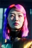 Placeholder: Cyberpunk portrait, Asian woman:: symmetry photography, cyberpunk, pink hair, face make-up, black line eye, light iris eye, :: kenzo fashion style, coat :: cinematic, Ultra realistic, dark scene, soft color, highly detailed, unreal engine 5, RTX, ultra detail, 3d, finely drawn, high definition.