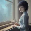 Placeholder: Anime, female student studying under window, studying lesson, perfect face, cool face, ultra detail, unreal engine 5, cinema4d, sun light, studio lighting --ar 1:1 --v 4