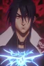 Placeholder: Portrait, photorealistic Handsome stunning Itachi Uchiha and god, mangekyou Sharingan, Jutsu Susano, medium shot, BubblegumBae