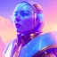 Placeholder: A portrait of a crystalised blue pink extraterrestrial, gold, sunny background, atmospheric, realistic, unreal engine, 8k. Cinematic lighting, octane render.