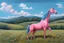 Placeholder: a big plastic pink horse like a 19th painting