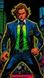 Placeholder: Diego Forlan Football soccer player fighting black suite. Dark detective comic. comicBook cover batman style detective mistery 1990.