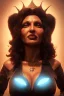 Placeholder: Pam Grier as evil queen in black leather, leather, busty, cleavage, angry, stern look. character design by cory loftis, fenghua zhong, ryohei hase, ismail inceoglu and ruan jia. unreal engine 5, artistic lighting, highly detailed, photorealistic, fantasy