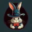 Placeholder: The rabbit inside the magician's hat, cartoon , simpler drawing