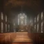 Placeholder: old church interior filled with people, scary, steam punk, realistic, made in octane, cinematic, ultra-realistic, extremely detailed octane rendering, 8K, VRAY Super Real ar 2:3, dof photorealistic futuristic 50mm lens hard lighting dark gray tintype photograph, realistic lighting