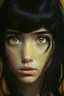 Placeholder: girl has black hair with honey eyes