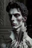 Placeholder: cursed young man from a royal familly victorian times whose skin looks like stone sculpture