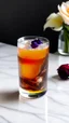 Placeholder: A modern twist on iced tea, with a sleek glass filled with sparkling tea infused with hints of lavender and rose, served on a marble countertop.