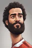 Placeholder: cartoon caricature face of mohamed salah facing very slightly left and looking left