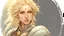 Placeholder: Generate a dungeons and dragons character portrait of the face of a female cleric of peace She has blonde hair and is surrounded by holy light