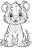 Placeholder: outline art for Tiger Cub coloring pages with sitch, white background, Sketch style, full body, only use outline, toddlers style, clean line art, white background, no shadows and clear and well outlined.