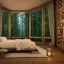 Placeholder: a gorgeous, stunning nature room facing a huge window with forest view, multiple pillows on rustic wood floor, soft, crumpled blankets, many lit candles, foliage, tranquil, cozy, 8k resolution, high-quality, fine-detail, zen-like, digital art, detailed matte, volumetric lighting, illustration, 3D octane render, brian froud, howard lyon, selina french, annie stokes, lisa parker, greg rutowski,