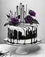 Placeholder: drip cake style with the elegance of edible flowers for a visually stunning cake ,colouring page,white background, bold black lines, simple details, black and white