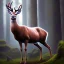 Placeholder: fantasy art, book cover, "As your horse ride deeper into the forest, you begin to see signs of wildlife. A closeup of a deer dashing."